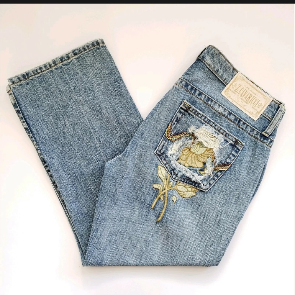 Z Cavaricci Vintage Embroidered Cropped Jeans